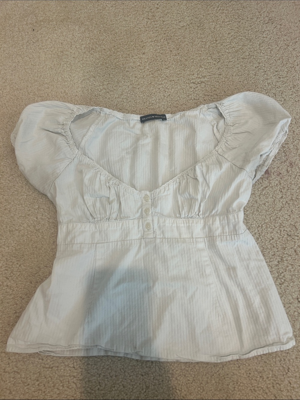 Brandy Melville White Puff Sleeve Peplum Top by Banana Republic